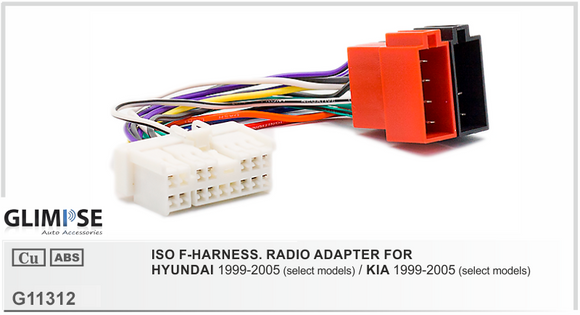 ISO F-HARNESS. RADIO ADAPTER FOR HYUNDAI 1999-2005 / KIA 1999-2005