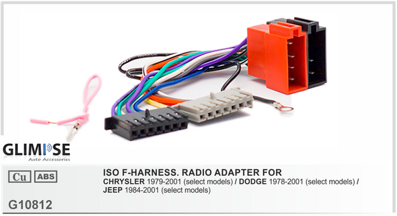 ISO F-HARNESS. RADIO ADAPTER FOR CHRYSLER 1979-2001 / DODGE 1978-2001 / JEEP 1984-2001
