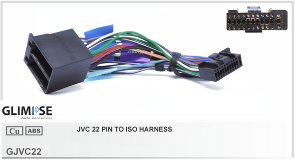 JVC  Kenwood 22 Pin to ISO Harness Headunit Loom