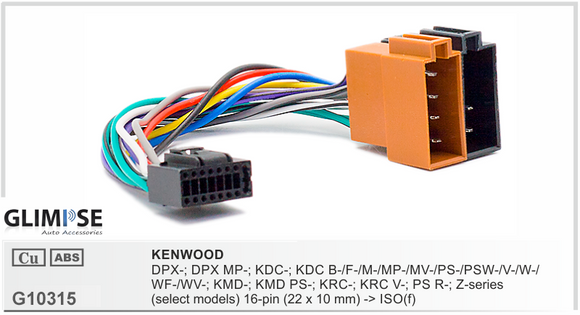 KENWOOD and JVC DPX- DPX MP- KDC- KDC B-/F-/M-/MP-/MV-/PS-/PSW-/V-/W-/WF-/WV- KMD- KMD PS- KRC- KRC V- PS R- Z-series (select models) Headunit Loom