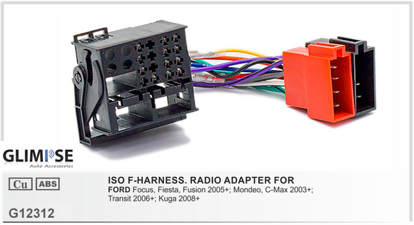 ISO F-HARNESS. RADIO ADAPTER FOR FORD Focus Fiesta Fusion 2005 on Mondeo C-Max 2003 on Transit 2006 on Kuga 2008 on