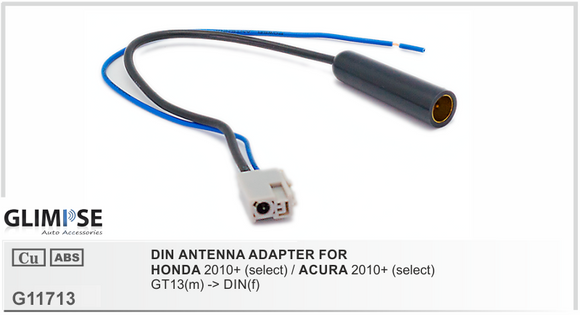 HONDA 2010 on (select) / ACURA 2010 on (select) GT13(m) -> DIN(f) DIN ANTENNA