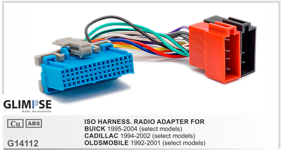 ISO F-HARNESS. RADIO ADAPTER FOR BUICK 1995-2004 / CADILLAC 1992-2001 / OLDSMOBILE 1994-2002