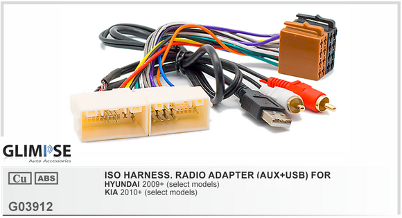 HYUNDAI 2009 on (select models) / KIA 2010 on (select models)  (with AUX onUSB) ISO